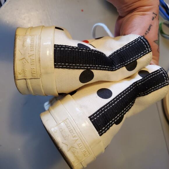 Comme Des Garcons PLAY x Converse Unisex Chuck Taylor High Top Sneakers Polka Do - Picture 7 of 12